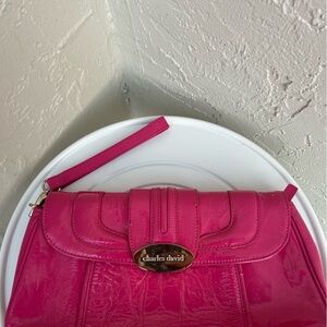 Charles David patent leather clutch purse Pink